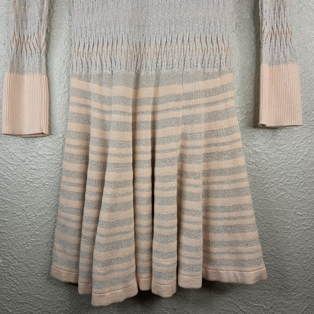 Y2k Victoria Secrets Drop Waist Knit Long Sleeve Light Pink Gray Dress Size M - Picture 11 of 15